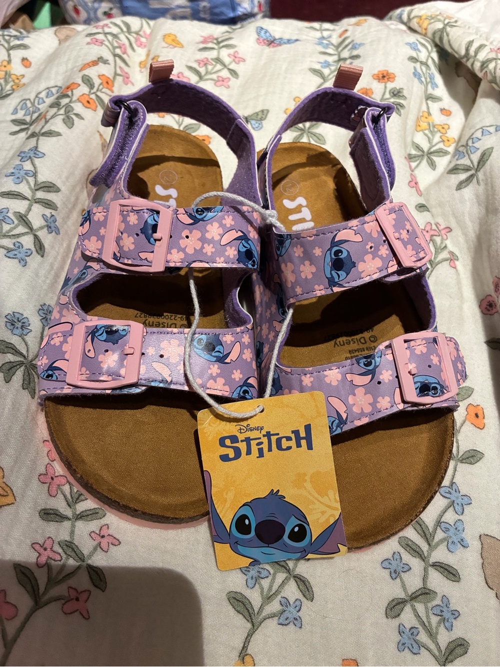 NWT Disney Purple Stitch Patterned Sandals